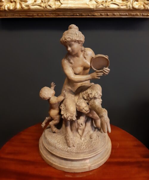 Terracotta group with female faun by Clodion