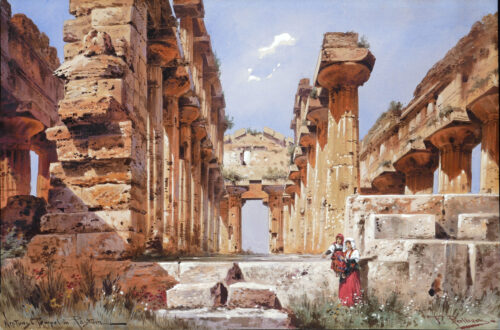 Perlberg – Mother and Daughter in front of the Temple of Neptune in Paestum