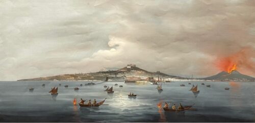Erupción del Vesubio vista desde la bahía