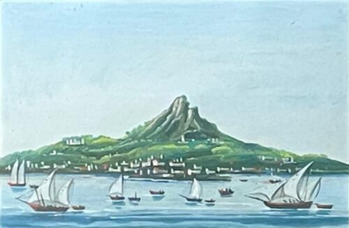 View of the coastline with boats